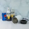 Warehouse Small Pack 16oz 4 in 1 تسامي Tumbler فارغ Can Can Tooler Cans Koozie من الفولاذ المقاوم للصدأ الأبيض مستقيم Tumbler Dual Lids زجاجة ماء القهوة