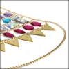 Tennis, Necklaces & Pendants Jewelrywomen Chain Necklace Jewelry Exaggerated Beach Chest Graduated Chains Geometry Colorf Sequins Acrylic Bo