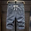 Plus Size 5XL 6XL 7XL Mens Striped Short Jeans Summer Fashion Advanced Stretch Casual Denim Shorts Pants Male Brand 210322