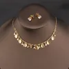 Women Fashion Pendant and Earrings Copper Alloy Golden Chain Choker Necklace Jewellery Set