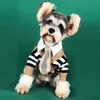 Jaqueta listrada para animais de estimação, roupas clássicas, design impresso, suéter para cachorros, schnauzer, buldogue, roupas para cachorros, casaco