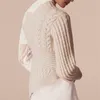 Autumn Assymmetric Collar Sweater mulher Única manga lã de damasco Mantenha o design quente da pista de pista 210603