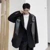 IEFB Men's Wear Autumn Niche Design PU Leather Black Vest Japan Korean Causal Sleeveless Cool Waistcoat Male 9Y5430 210923
