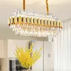 Lampade a sospensione moderne di illuminazione del candeliere di cristallo dell'oro per il salone Lampada rotonda di lusso Decorazione domestica Catena LED Cristal Light Fixtures