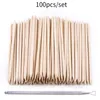 2022 New Nail Cuticle Pusher Removedor Nail Art Stick Laranja Madeira Sticks Cutícula Remoção Manicure Nails Arts Tools