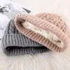 Beanie/Skull Caps Mohair Women Hat Winter Plus Plush Thick Warm Beanie Solid Color Soft Twist Crochet Cap Outdoor Lady Bonnet Ski Hats Delm2