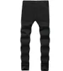 Moda masculina com zíper Calças jeans masculinas de grife preto vermelho branco destruído jeans fino reto motociclista skinny masculino rasgado calça cowboy