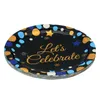 Disposable Dinnerware 10pcs Gilded Dot Party Paper Plate Birthday Cup Knife Spoon Fork Cake Set Meal 175