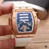 Luxusgummi-Männer Saphir Automatische mechanische Rose Gold Silber Schwarz Weiß Limitierte Edition Erotik Tourbillon Uhren Armbanduhren