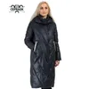 CEPRASKファッション冬ダウンジャケット女性長い暖かいパーカーパッド入りキルティングコート女性オーバーコートルーズフード付きの上着211216