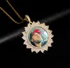 14K индивидуальный заказ фото круглые медальоны кулон ожерелье 3 мм веревочная цепь серебро золото цвет циркон мужчины женщины DIY хип-хоп ювелирные изделия