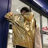 Mens jackor och kappor mode windbreaker jackor män tunna guld och silver hooded jacka våren höst streetwear hip hop coat x0621