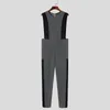 Men's Pants INCERUN Fashion Men Jumpsuits Patchwork Sleeveless Zipper Fitness Casual Rompers 2021 Streetwear Cozy Pockets Overalls S-5XL