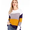 Maglioni da donna Maglione lavorato a maglia Donna Casual Patchwork Pullover allentato Manica lunga femminile Moda a righe Donna Autunno Jersey Mujer