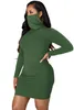 Turtleneck Sexy Streetwear Office Long Sleeve Women Dress Daily Party Tight Fitting Autumn Winter Solid Retro Casual Outfits 210525