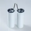 Copos retos retos de 20 onças de sublimação com palha de aço inoxidável garrafas de água dupla copos isolados de canecas incluem Shippng FY4275