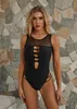 Bikinis set Женщины Сплошные Черные Высокие Талия Бандаж Купальник Push Up Magned Backblob Bodysuit Пляж Купальный костюм 2021 Сексуальные Бикини Женские Плавать