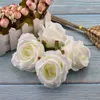 30pcs 7CM Artificial White Rose Silk Flower Heads For Wedding Decoration DIY Wreath Gift Box Scrapbooking Craft Fake Flowers 210706