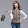 Femmes 90% Ultra Light Duck Down Vest Veste décontractée Automne Hiver Col rond Manteau sans manches 210430