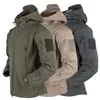 Militärhaj Hud Soft Shell Kläder Män Taktisk Vindskydd Vattentät Jacka Flyg Pilot Hood Coat Field Bomber Jacka S-4XL 211214