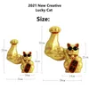 VILEAD Creative Muscle Arm Lucky Cat Figurines Home Decoration Accessories Interior Feng Shui Animal Crafts Office Room Shop 210811