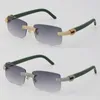 Yeni Mikro Raved Pırlanta Yavaş Çıkar Gözlükleri Orijinal Yeşil Plank Erkek Kaya Çerçeve Erkek ve Kadın Gözlükleri 18K Altın C Dekorasyon Wom240W