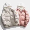 Homens falsificados de dois peças de algodão inverno solto espessado roupas Hong Kong estilo moda casaco streetwear Parka Buffer 211126