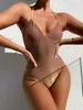 Damenbadebekleidung Sexy Shiny High Cut Push Up Einteiliger Badeanzug Frauen Weibliche Monokini Badende Badeanzug Schwimmen