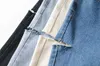 Calças femininas capris za 2021 mulheres moda oco out arrastar land largo perna jeans vintage cintura alta zíper zipper denim feminino azul calças