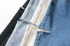 Calças femininas capris za 2021 mulheres moda oco out arrastar land largo perna jeans vintage cintura alta zíper zipper denim feminino azul calças