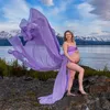 Dantel şifon analık elbiseleri bölünmüş ön uzun hamilelik fotoğrafçılığı elbise hamile kadın elbise fotoğraf sahne sahne yeni