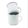 Tasse de tasse en émail par sublimation 12 oz 350 ml avec poignée tasses à café sublimées par transfert de chaleur ébauches de sublimation tasses à boire fret maritime