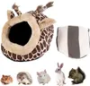 Small Animal Plush Pet Snuggle Bed Soft Warm Cave Housse Nest Removable Pad for Cat Rabbit Hamster Hedgehog Guinea Pig