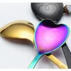 Wedding Gift Heart Spoon Favors Thick Spoon Gold Silver Copper Black Rainbow Blue Purple