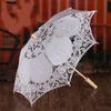 흰색 순수한 흰색 레이스 우산 수 놓은 면화 유럽 웨딩 사진 소품 우산 48ny M2