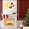Decorations Festive Supplies Home & Garden30Cm Christmas Luminous Sticker Round Snowman Elk Deer Pine Santa Fluorescent Xmas Wall Stickers P