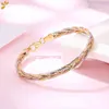 Gioielli italiani Bracciale intrecciato a mano S925 Argento placcato oro Tre colori Braccialetti a cinque fili Braccialetto Fine Jewel Regalo donna