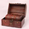 2 stks Set Houten Piraat Sieraden Opbergdoos Case Houder Vintage Treasure Chest