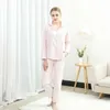 Pijama kadın Pamuk Ev Takım Elbise Pijama Kış Uzun Kollu Şerit Pijama Kadın Casual Lounge Seti Bırak 210809