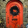 DIY Wreath Black Feather Garland Holiday Ornament Wreath Door Pendant Halloween Prop Door Pendant 2021 New Home Decoration Q0812