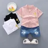 Enfant en bas âge enfants bébé garçons chemise dessin animé hauts Denim Shorts pantalons tenues ensemble bébé vêtements 210326