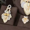 Oorbellen Ketting Godki Luxury Verklaring Oorbel Bangle Ring Sets Dubai Sieraden voor Vrouwen Cubic Zirkoon Bruiloft Bridal Set