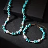 2021 Trendy Irregular Natural Crystals Pearl Beaded Strands Bracelet Women Chakras Stones Chips Necklace Jewelry Bracelets Turquoise Amethyst