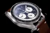 Le Speedy th omf Tisdag Manual Winding Chronograph Mens Watch Mm Black White Dial Stick Markers Brown Leather Strap Leaer