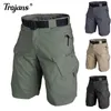 Summer Casual Shorts Mężczyźni Urban Wojskowy Wodoodporny Ładunek Tactical Mężczyzna Outdoor Camo Oddychające Szybkie Suche Spodnie 210721