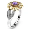 Cluster Rings Fashion Cute Sunflower Multicolor Ring Flower Women Wedding Party Birthday Jewelry Gift219P