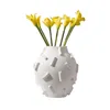 Vaser relief stoare blomma vas keramik frostat vit minimalistisk porslin modern dekoration