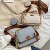 fashion chains women shoulder bags designer wide strap messenger luxury pu leather crossbody lady small purse 3 set 210902