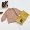 Meninos meninos meninas casaco de cardigan crianças roupas primavera outono menina luva de malha kits 210429