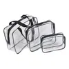 Sacs polochons 2021 mode 3 pièces/lot femmes ensembles de voyage clair Transparent toilette pochette zippée en plastique PVC main épaule maquillage